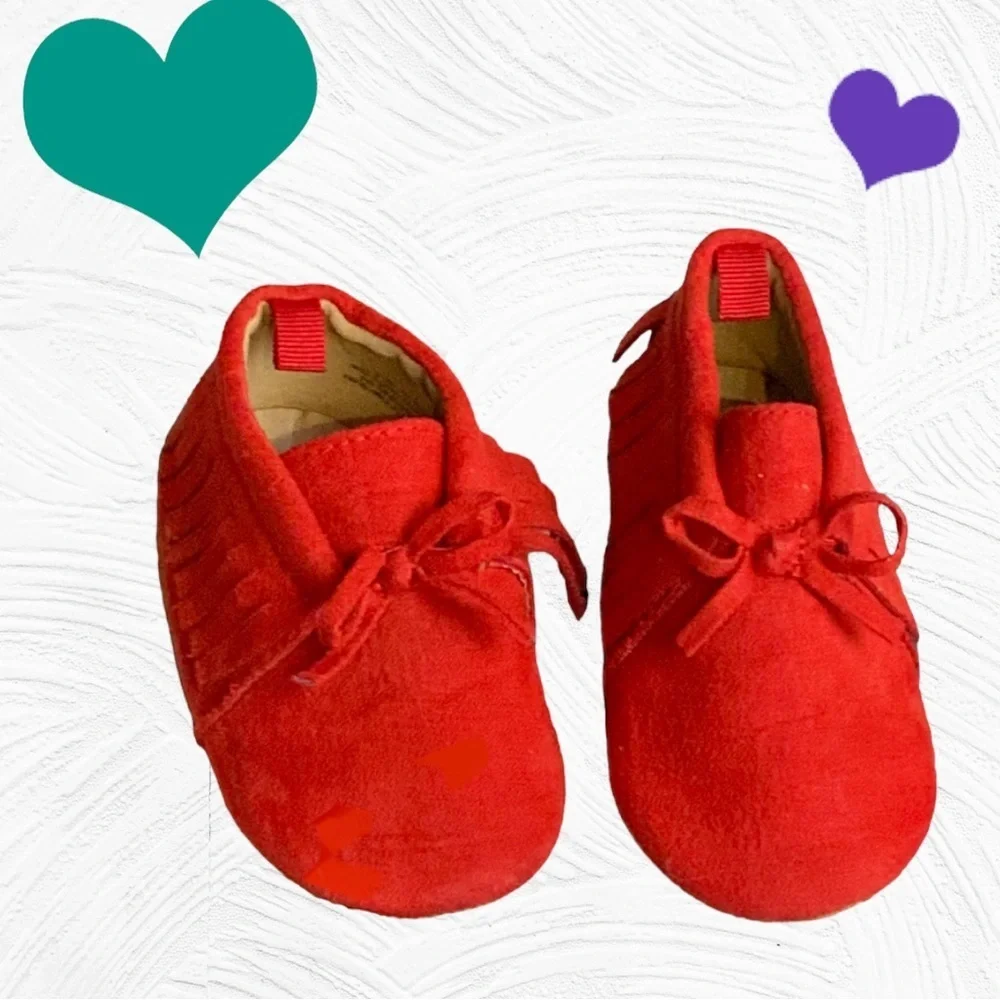 Old Navy Brick Red Moccasins Soft So,e Shoes Infant Girl 12-18 Month
